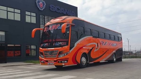 Rayan Coach Scania bus outside the Scania depot